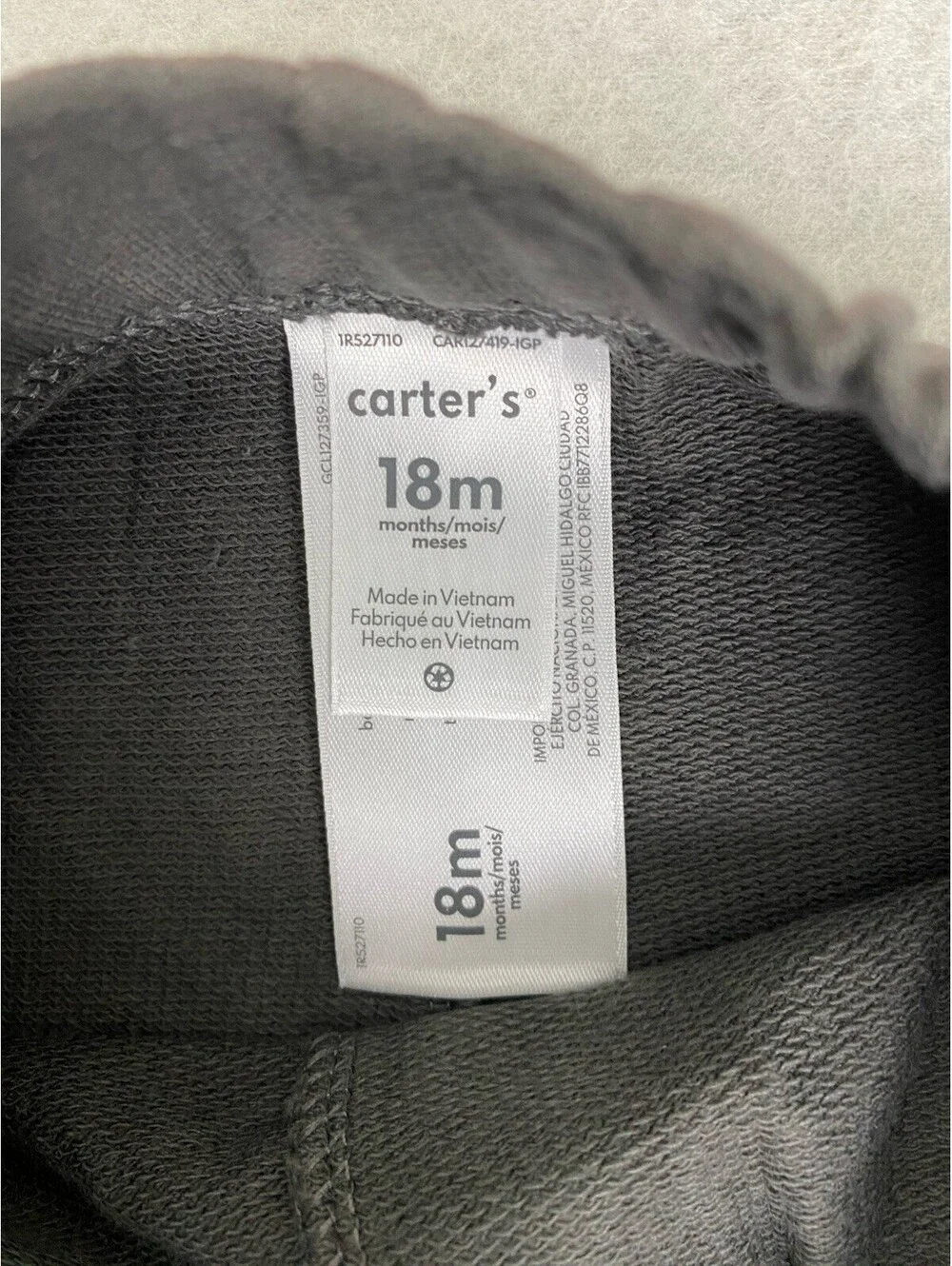 Carter's Boys 3-Piece Outfit Set 18M NWT Varsity Jacket Bodysuit Pants Gray Red